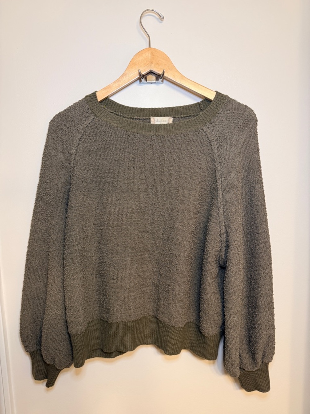 Anthropologie Olive Green Crewneck Pullover Sweater